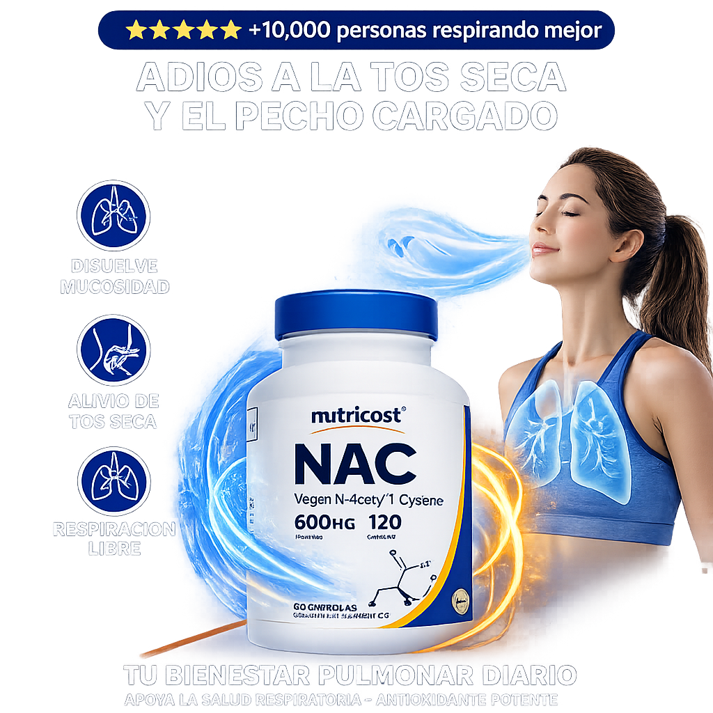 NUTRICOST NAC 600MG (N-ACETYL L-CYSTEINE) – 120 CÁPSULAS VEGANAS