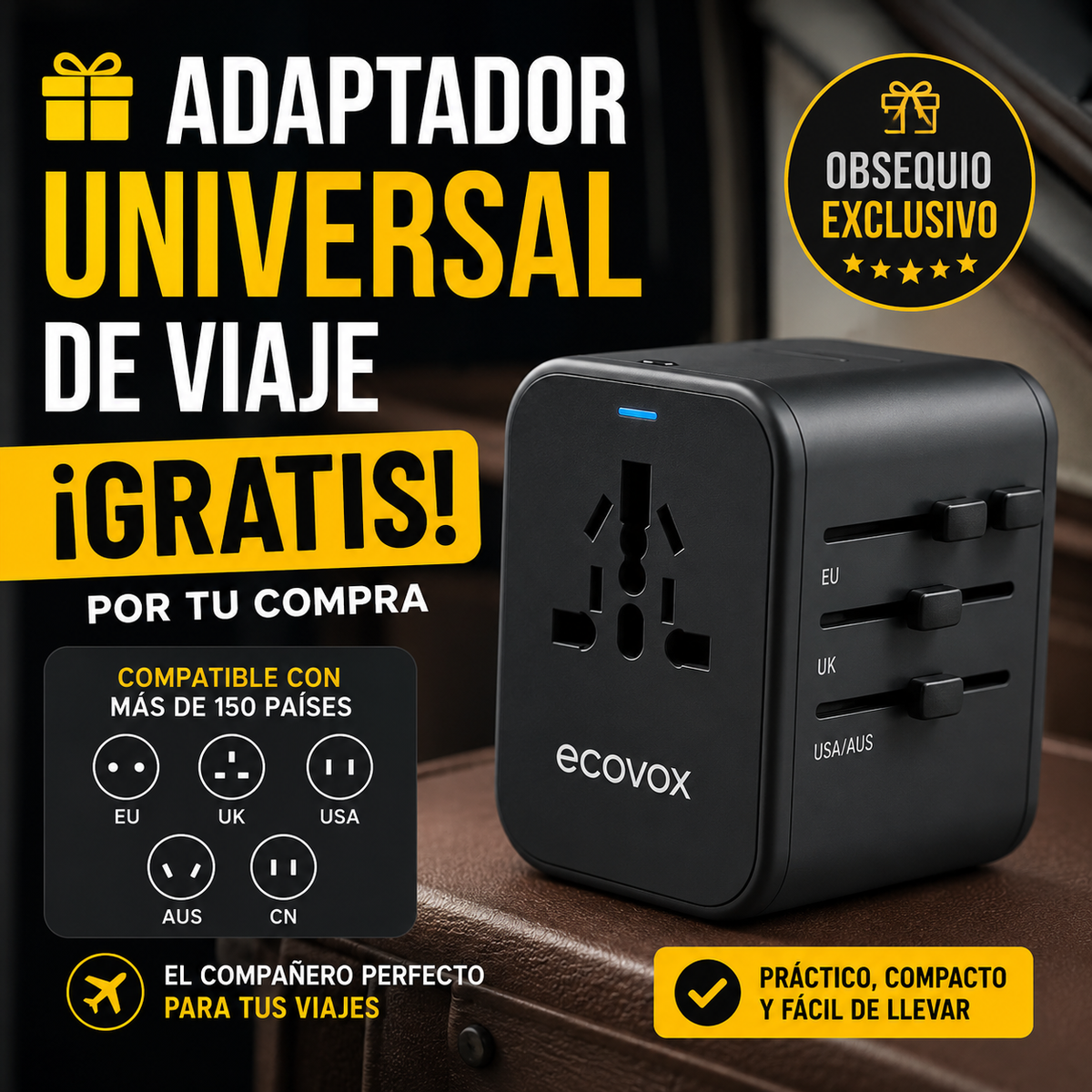 🎁 ADAPTADOR UNIVERSAL DE VIAJE + 1GB EXTRA DE DATOS