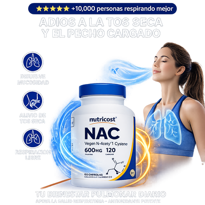 NUTRICOST NAC 600MG (N-ACETYL L-CYSTEINE) – 120 CÁPSULAS VEGANAS