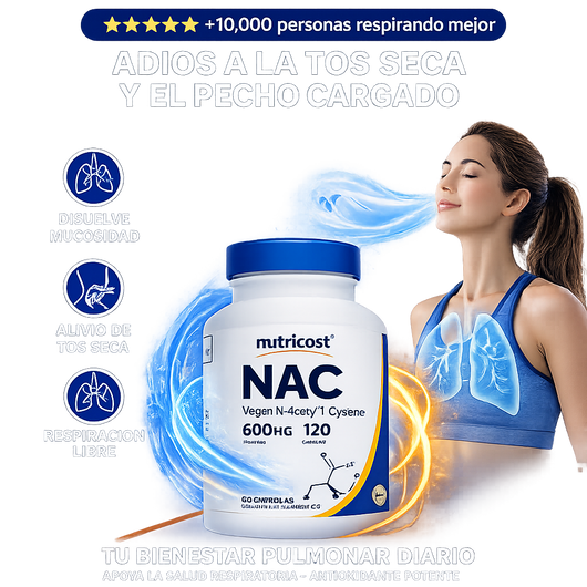 NUTRICOST NAC 600MG (N-ACETYL L-CYSTEINE) – 120 CÁPSULAS VEGANAS